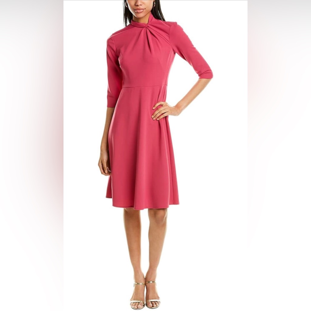 Donna Morgan Mock Line Dress With Twist Neck Detail